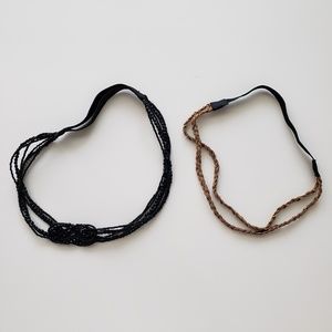 Black beaded and Tan Suede Headbands